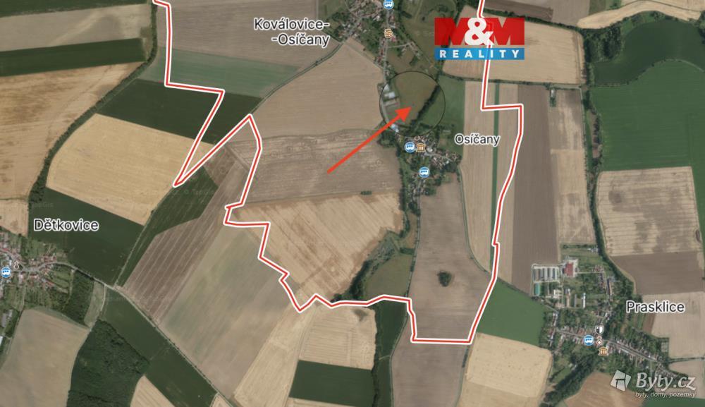 Prodej pozemku 1236 m², Koválovice-Osíčany · Osíčany