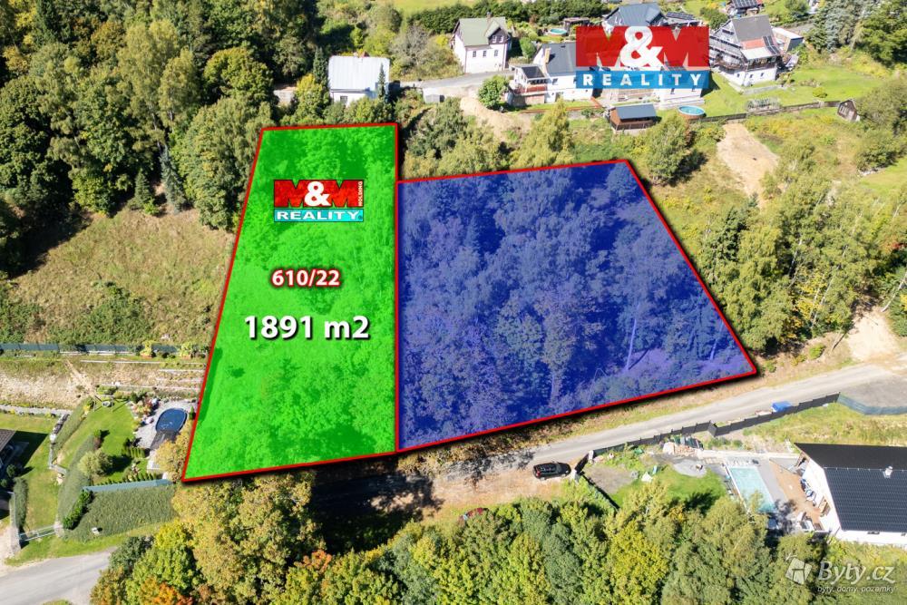 Prodej pozemku 1891 m², Zelená Hora u Kraslic · Kraslice