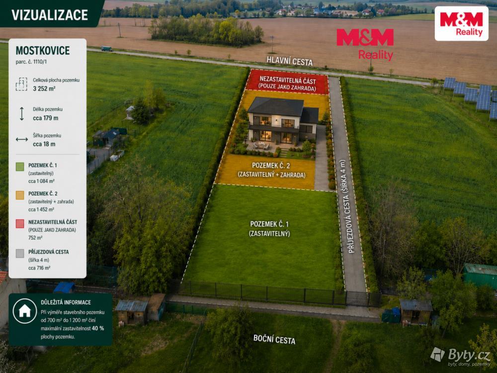 Prodej pozemku 1452 m², Mostkovice